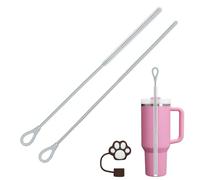 AYESY Silicone Straw Brush, 2Pcs 9.84in Extra Long Straw Cleaning Brush, Non-Slip Handle, Reusable Bendable Cleaning Tool for Cleaning Glass Metal Straws, 9mm&6mm