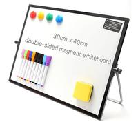 AyeVision Double-Sided Dry Erase Board Magnetic Whiteboard Desktop with Stand 10 Magnetic Makers 4 Magnets, 1 Eraser 12" x 16" (Small)
