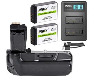 ayex Battery Grip AX-750D/760D for Canon EOS 760D, 750D, IX8, T6S, T6I (Similar to BG-E18) + 2X ayex Battery LP-E17 + USB Dual Charger - 3 Pieces Set.