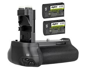 ayex Battery grip compatible with Canon EOS 70D, 80D and 90D including 2x ayex LP-E6 batteries (similar to BG-E14)