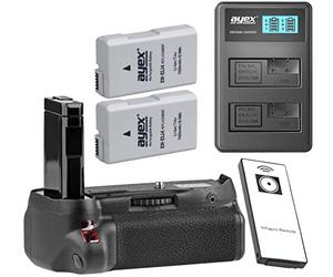 ayex Battery Grip Compatible with Nikon D5500 D5600 with IR Remote Shutter Release such as MB-D5500 + 2 x EN-EL14 Batteries + USB Dual Charger