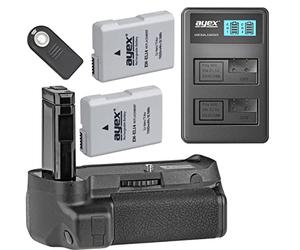 ayex Battery Grip Set Compatible with Nikon D3400 Incl. 2x EN-EL14 Batteries, USB Dual Charger & IR Remote