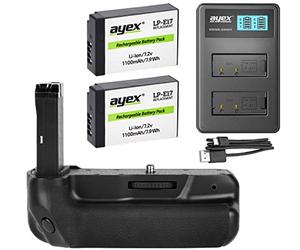 ayex Battery Grip Suitable for Canon EOS 800D, 77D, 9000D, Rebel T7i, Kiss X9i Similar to BG-1X + 2 x LP-E17 Batteries + USB Dual Charger