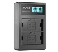 ayex Dual USB Charger Compatible with Canon LP-E6 N NH Batteries EOS R R6 R5 90D 80D 70D 60D 5D Mark IV 7D Charges via USB e.g. to Laptop and Power Bank with LCD Charge Indicator