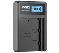 ayex USB charger compatible with Sony NP-FZ100 batteries for e.g. a7III a7rIII a7rIV a7sIII a1 a9 a9II a6600 FX3 charges via USB e.g. to laptop and power bank with LCD charge indicator
