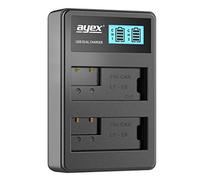 ayex USB Dual Charger Compatible with Canon LP-E8 Batteries for e.g. EOS 700D 650D 600D 550D Charges via USB-C e.g. to Laptop and Power Bank with LCD Charge Indicator