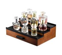 Ayfunkey Wooden Cologne Organizer Shelf for Men Dresser, 3 Tier Display Stand with Drawer Storage Organizer Tray with Compartment