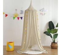 AYGCI Bed Canopy Cotton Round Dome Princess Hanging Mosquite Net Castle Reading Nook Play Tent for Nursery Bedding Room Decor (Khaki)