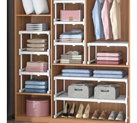 AYGCI Expandable Closet Shelf Divider Adjustable Cupboard Storage Organiser Rack Wardrobe Tension Shelf Separator for Kitchen Bathroom Bedroom (Width 42cm, Length 37-48cm)