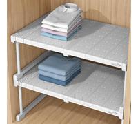 AYGCI Expandable Closet Shelf Divider Heavy Duty Cupboard Storage Organiser Rack Wardrobe Tension Shelf Separator for Kitchen Bathroom Bedroom (Width 24 [Length 37-48cm])