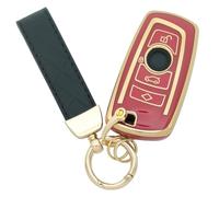 AYGUCEKE TPU Protective Key Fob Cover Case Compatible with BMW 1 3 4 5 6 7 Series X1 X3 X4 M5 M6 GT3 GT5 F10 Smart Remote Key Fob (Red)