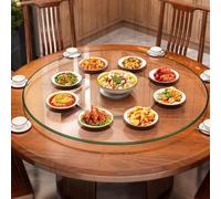 AYHARYLH Glass Lazy Susan Turntable Dining Table 80 Cm (30 Inch) Tempered Glass Lazy Susan Swivel Large Tabletop Serving Plate with Silent Bearing Centerpieces for Dining Table Serving Plate