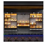 AYHARYLH Iron Bar Liquor Shelf,Modern Wine Storage Rack Wall Mounted With LED Light With Wine Glass Holder,Hanging Wall Mounted Wine Rack Bar Shelf Wine Display Storage Holder For Home Bar