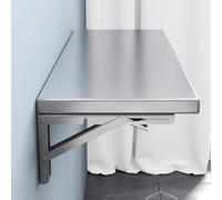 AYHARYLH Stainless Steel Folding Table Wall Mounted Drop Leaf,wall Mounted Folding Desk,Bracket Heavy Duty, Stainless Steel Storage Shelf with Metal Brackets for Home Bar Office Laundry(100 * 40cm)