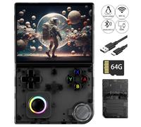 Ayhgicxt RG40XXV Retro Handheld Gaming Console with 4-inch IPS Screen 64G TF Card Linux System and 3200mAh Battery Supports 5G WiFi Bluetooth 4.2 HDMI Black Translucent