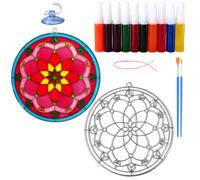 Ayhuhra 6 '' Cardinal Suncatcher Craft, DIY Cardinal Stained Glass Gifts for Birds Lover, Red Birds Sun Catcher for Windows Hanging (Sunflower)
