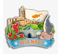 Ayia Napa Cyprus Fridge Magnet 3D Wooden City Travel Souvenirs Handmade Crafts Refrigerator Magnets Stickers Home Decor Collection Gift