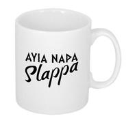 Ayia NAPA SLAPPA - Ceramic Mug with Fun Motif Printed in Black