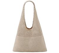 Ayieyill Crochet Tote Bag For Women, Crochet Mesh Beach Tote Bag Summer Vacation Aesthetic Boho Knit Bag for Women, A/Khaki