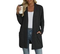 AYIFU Women's Lightweight Cardigan Long Sleeve Sweater Open Front Casual Fall Cardigans with Pockets, Black, M