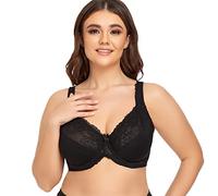 Ayigedu UK Ladies Super Plus Size Full Coverage Bra Non Padded Underwire Minimizer Bras 48-B-1 Black