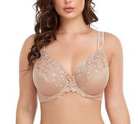 Ayigedu UK Women's Underwire Bra Non Padded Plus Size Full Coverage Minimizer Bras 40-DD Beige