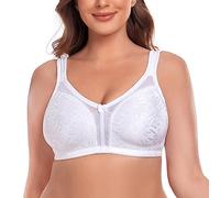 Ayigedu Women's Full Cup Minimizer Bra Plus Size Comfort Lace No Padding Wireless 42-GG White