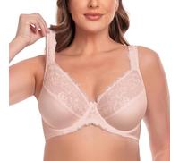 Ayigedu Women's Lace Underwire Minimizer Bra Plus Size Non Padded Comfort Cushion Strap 38-GG Beige