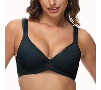 Ayigedu Women's Smooth Underwire Push-Up Seamless Lightly Padded T-Shirt Bra 32DD Black