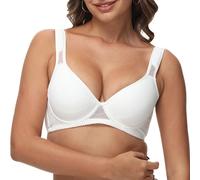 Ayigedu Women's Smooth Underwire Push-Up Seamless Lightly Padded T-Shirt Bra 32DD White