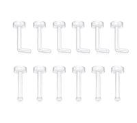 Ayiicerr Bioflex Clear Nose Stud Retainer - Invisible Transparent Metal free Nose Bone for MRI, X-Ray, Work, School & Sports, 20g 7mm with 2mm Flat top (12pcs)