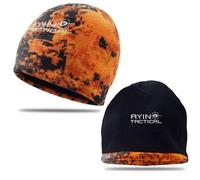 AYIN Hunting Beanie Hat, 2 in 1 Winter Knit Beanie for Men and Women, Reversable Black and Blaze Orange, Black/Digital Blaze Orange Camo, S/L