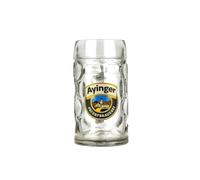 Ayinger Official 1 Litre Branded Glass Stein Beer Mug - Traditional German Oktoberfest Tankard