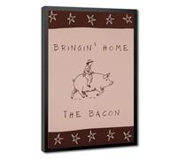 AYINUER Bringin Home The Bacon Funny Western Pig Art Canvas Poster | Black Frame, Multiple sizes, Multiple frame styles, Wall Art, Decor Picture, Dorm Room Decor