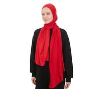 Ayisah Jersey Hijab Scarf for Women - Red Jersey Hijab Scarf Muslim Headscarf - Long Muslim Accessories Headscarf Shawl - Islamic Hajib Headwrap Fashion Scarves Solid Color - Ramadan Head Wrap (Red)