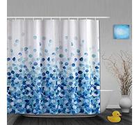 AYISTELU Polyester Fabric Shower Curtain Set with 12 Plastic Hooks Decorative Bath Curtain,Blue Pebble Stone Rocks on White,72x72 inches