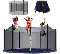 AYJIB 6ft/8ft/10ft/12ft Trampoline Safety Net Bounce Replacement Safety Nets Perfect Bounce Fits Most Trampolines,Protection Buckles & Enhanced Hook-Grey||10ft-8 poles