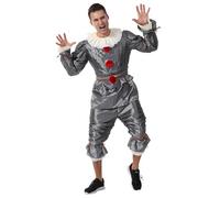 AYJK7 Scary Clown Halloween Costume for Adults Cosplay Party Outfit Full Set Adults Grey