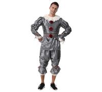 AYJK7 Scary Clown Halloween Costume for Adults Cosplay Party Outfit Full Set Adults Grey