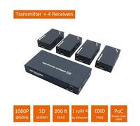 AYJYZHIAG 1x7 Splitter Extender 60m 1x2 UTP Cat5e Cat6 1080P RJ45 extensor Transmitter Receiver(One TX and Four RX)