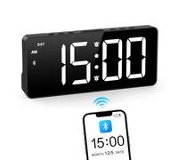 AYJYZHIAG ORIA Digital Alarm Clock 7'' LED Clock with Bluetooth Sync Time Bedside Alarm Clock Auto Time Sync for Home Office Use