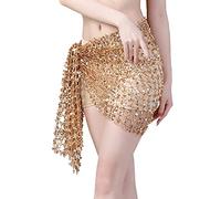 AYKANING Belly Dance Hip Scarf,Belly Dancing Hip Scarf 15 Colors Belly Dance Clothes Accessories Stretchy Crochet Net Shawl Rectangle Belt Belly Dance Hip Scarf (Color : Gold, Size : M)