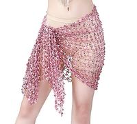 AYKANING Belly Dance Hip Scarf,Belly Dancing Hip Scarf 15 Colors Belly Dance Clothes Accessories Stretchy Crochet Net Shawl Rectangle Belt Belly Dance Hip Scarf (Color : Pink, Size : M)