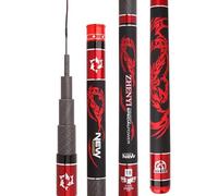 AYKANING Fishing Pole,Carp Fishing Pole Strong Hard Fishing Rod 3.6-7.2m Carbon Fiber Telescopic Carp Feeder Stream Hand Pole(4.5m)