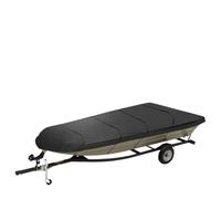 AYKNINGD Boat Cover, Inflatable Boat Cover 210D Boat Cover Waterproof Sunshade Anti-UV Protection Heavy Duty Trailerable Boat Cover Black/Silver 12" 14" 16" 18"(Black-14FT)