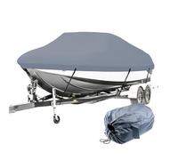 AYKNINGD Boat Cover, Inflatable Boat Cover Boat Cover Yacht Outdoor Anti-UV Waterproof Heavy Duty For 11-22' 210D Oxford Fabric V-shape Canvas Boat Covers Gray(17-19ft)