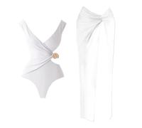 AYKNINGD Tummy Control Bikini, Womens Bikini 2Pcs Deep V One Piece Swimsuit Sexy Women Swimwear Shiny Star Bikini High Waist Biquini Female Swim Suit Bodysuit Beachwear(Set11,L)