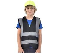 AYKRM Black Child's High Vis Reflective Safety Vest for Kids 2-5Y - High Visibility Waistcoat