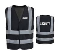 AYKRM Black Security Hi-Vis Vest with Reflective Safety - Available in 4-5XL Sizes for High Visibility during Nighttime