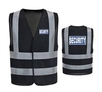 AYKRM BLUESECURITY High Visibility Reflective Safety Vest - Black Hi Vis Security Vest for Enhanced Visibility - Available in Sizes up to 4-5XL